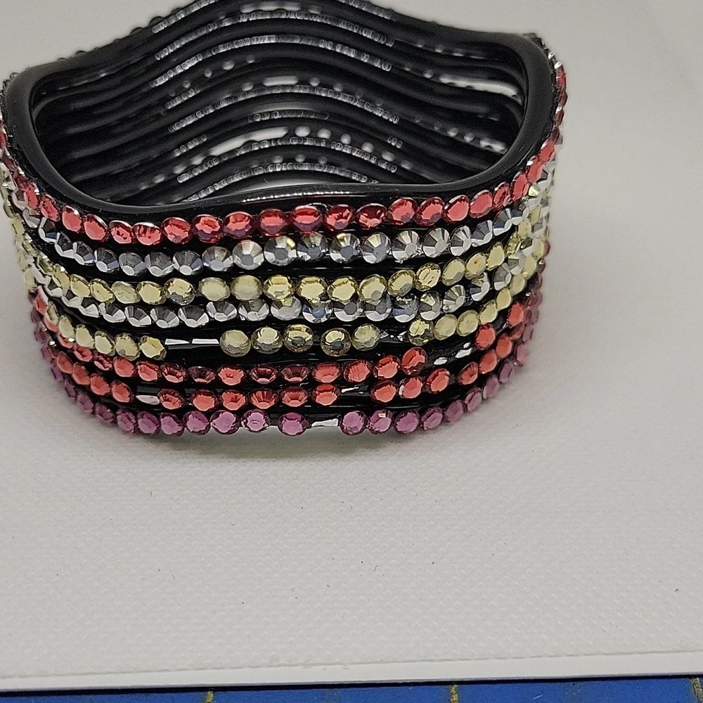 Rhinestone Colored Plastic Set of 8 Bracelets